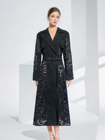 Style V-Neck Belt Belt Cut-In Empty Wind Coat Female 2025 New